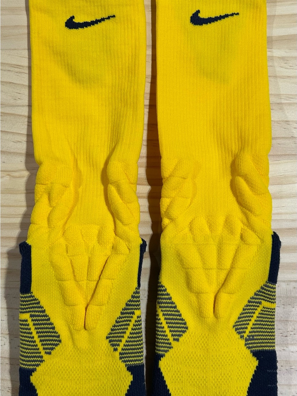 Nike Yellow and Black Athletic Crew Socks with Swoosh Accent